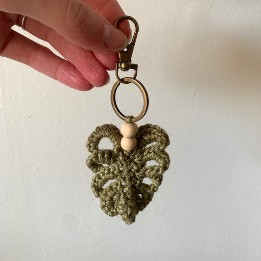 Crochet Monstera Keychain
